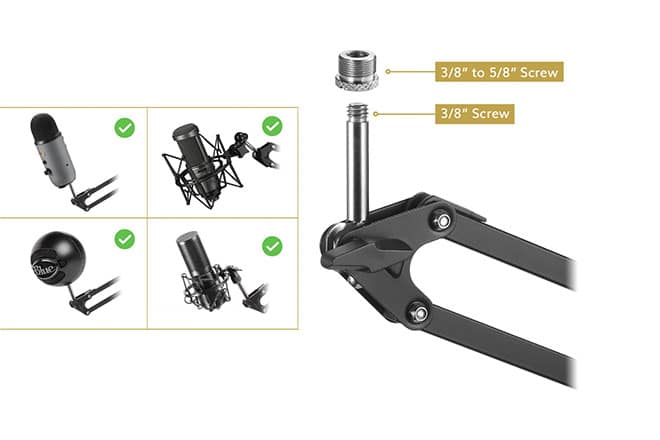 TONOR T20 Microphone Suspension Scissor Arm Stand - 5