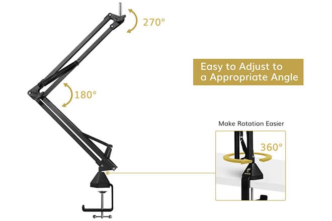 TONOR T20 Microphone Suspension Scissor Arm Stand - 6